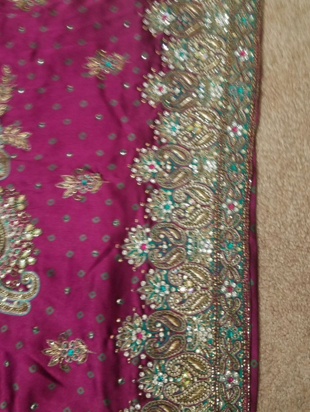 Fuschia and Teal Salwar Kameez - Picture 3 of 5